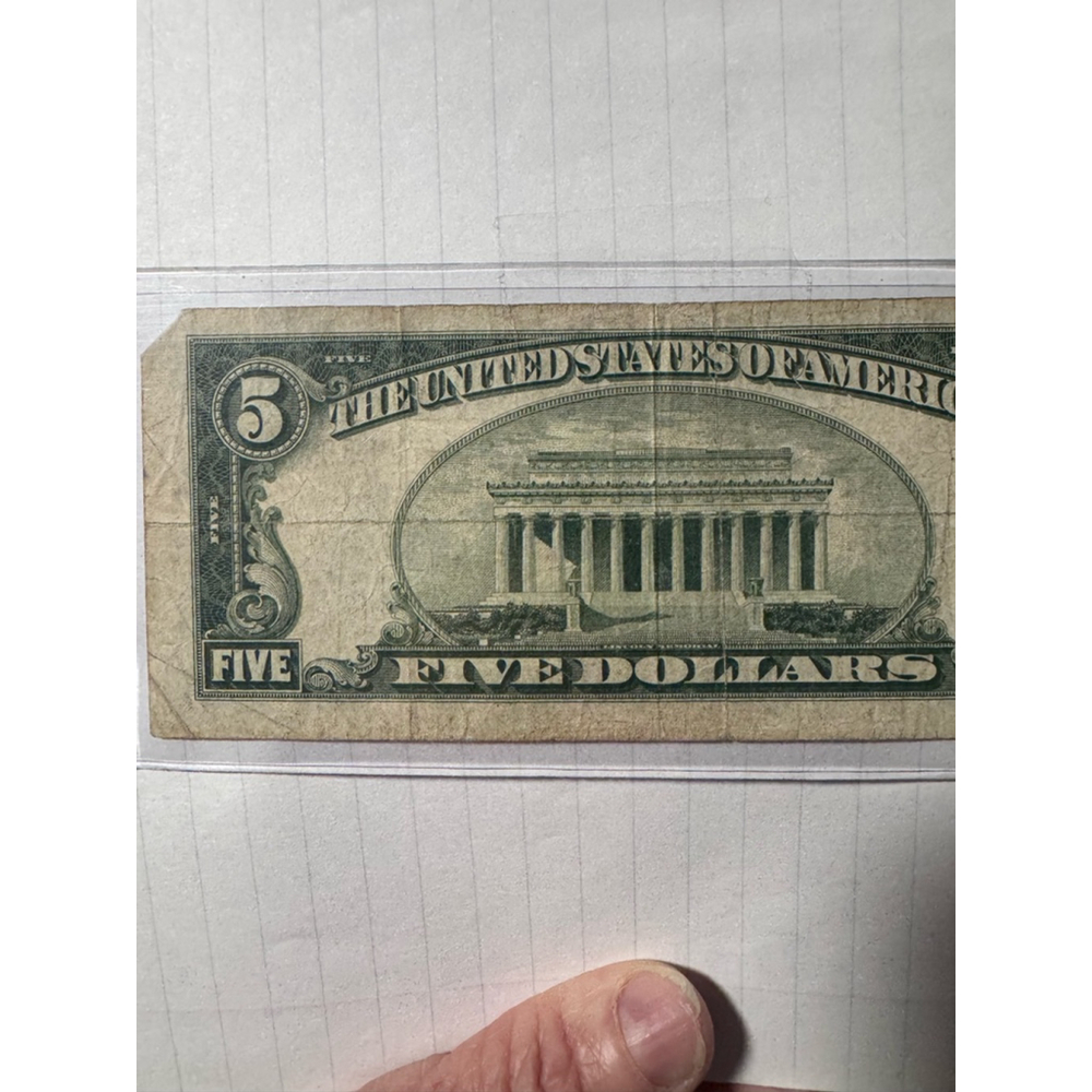 $5.00 Silver Certificate Blue note K 1934 D - Picture 9 of 9